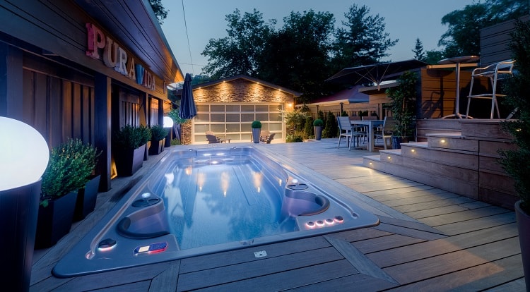 Hydropool Swim Spa Installation in backyard