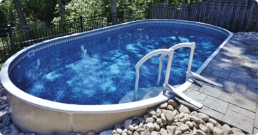 semi in-ground pool installation by Van Dorn