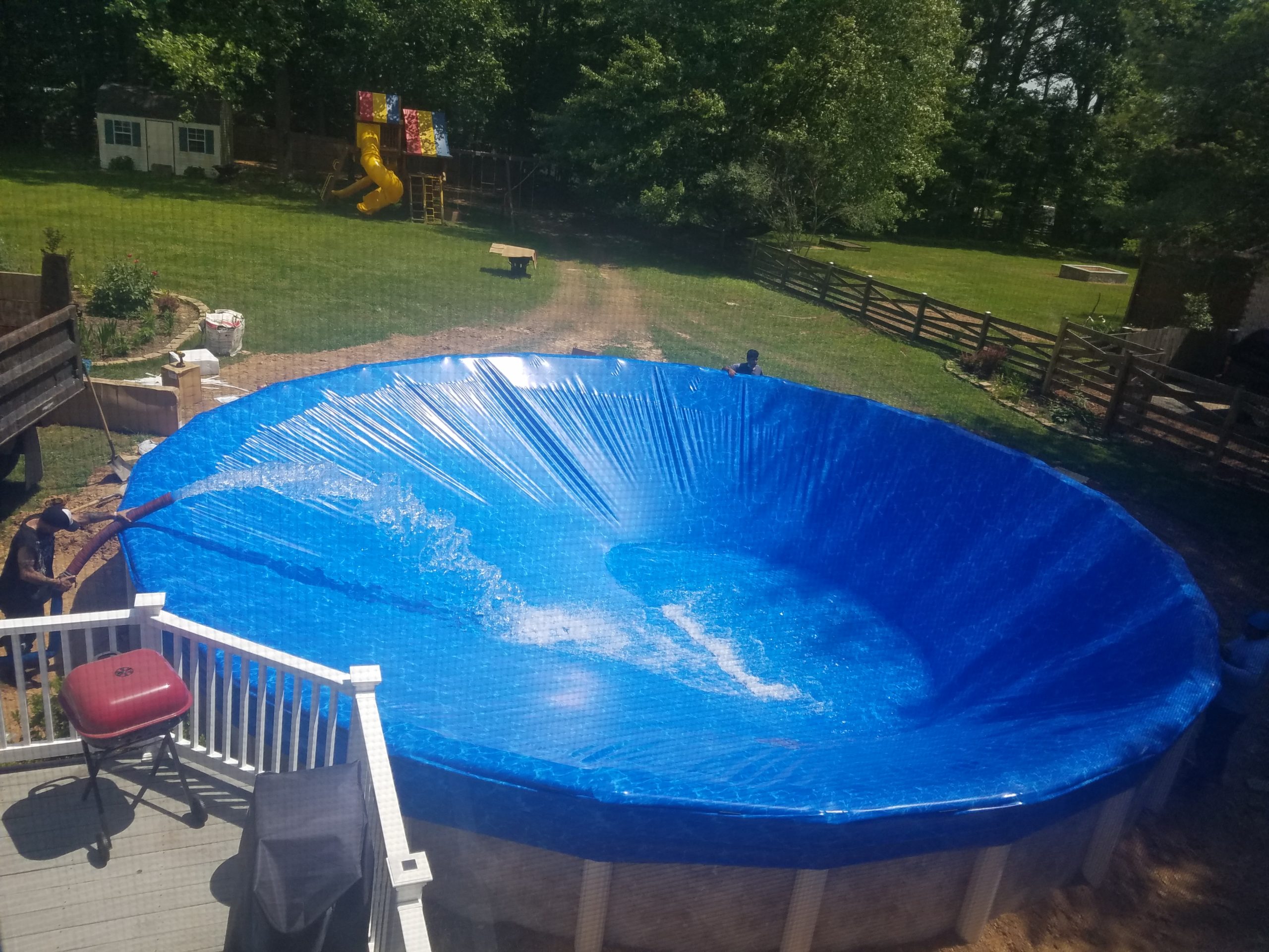 Above-ground pool installation by Van Dorn Pools and Spas