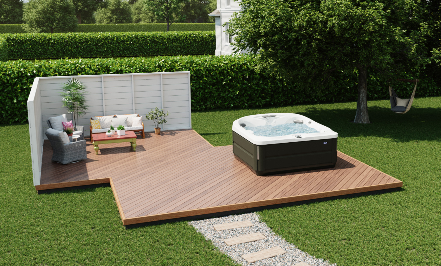 J-400 collection hot tub on wooden deck